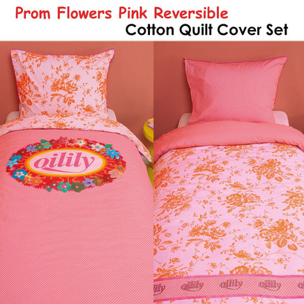 Oilily Prom Flowers Pink Cotton Quilt Cover Set Single Home & Garden Kings Warehouse