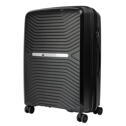 Olympus 3PC Astra Luggage Set Hard Shell Suitcase - Obsidian Black Kings Warehouse