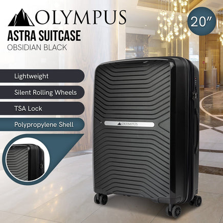 Olympus Astra 20in Hard Shell Suitcase - Obsidian Black Kings Warehouse