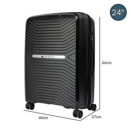 Olympus Astra 24in Lightweight Hard Shell Suitcase - Obsidian Black Kings Warehouse