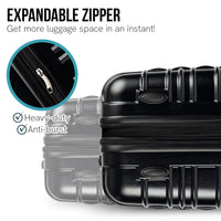 Olympus Noctis 3PC Luggage Set Hard Shell ABS+PC - Stygian Black Kings Warehouse