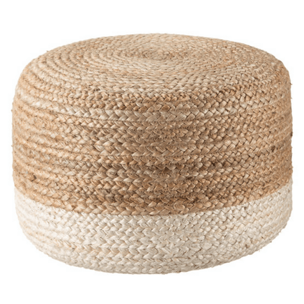 Ombre Hand Braided Jute Cotton Pouf Ottoman 50 x 35 cm (Beige) EOFY Kings Warehouse
