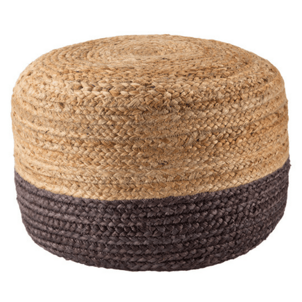 Ombre Hand Braided Jute Cotton Pouf Ottoman 50 x 35 cm (Charcoal) EOFY Kings Warehouse