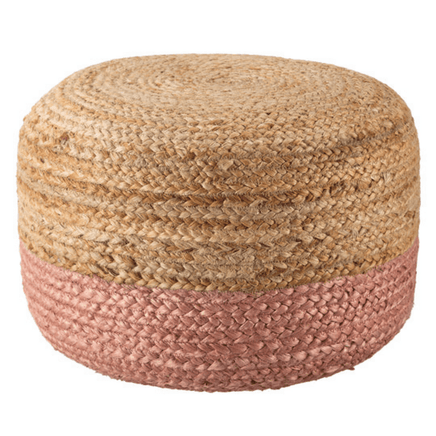 Ombre Hand Braided Jute Cotton Pouf Ottoman 50 x 35 cm (Pink) EOFY Kings Warehouse