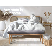 Ottoman Bench 120cm Foot Stool Linen Grey Furniture Kings Warehouse