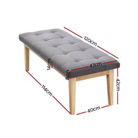 Ottoman Bench 120cm Foot Stool Linen Grey Furniture Kings Warehouse
