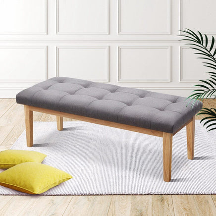 Ottoman Bench 120cm Foot Stool Linen Grey Furniture Kings Warehouse