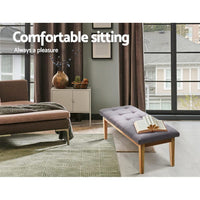 Ottoman Bench 120cm Foot Stool Linen Grey Furniture Kings Warehouse