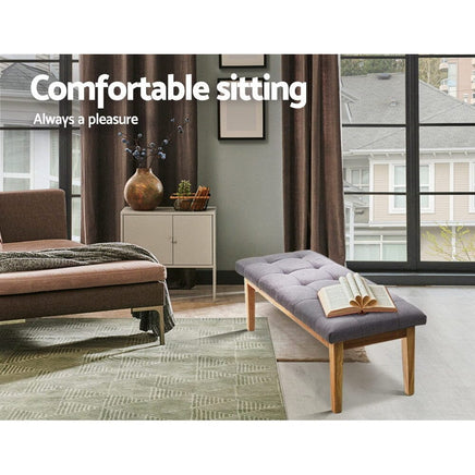 Ottoman Bench 120cm Foot Stool Linen Grey Furniture Kings Warehouse