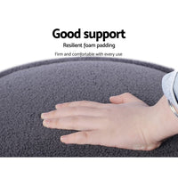 Ottoman Foot Stool Round Teddy Fabric Charcoal Furniture Kings Warehouse