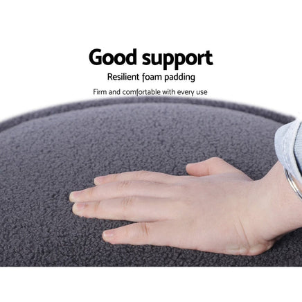 Ottoman Foot Stool Round Teddy Fabric Charcoal Furniture Kings Warehouse