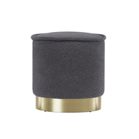 Ottoman Foot Stool Round Teddy Fabric Charcoal Furniture Kings Warehouse