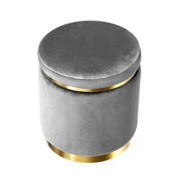 Ottoman Foot Stool Round Velvet Charcoal Furniture Kings Warehouse