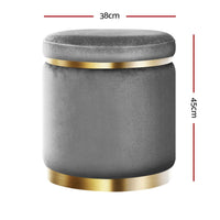 Ottoman Foot Stool Round Velvet Charcoal Furniture Kings Warehouse