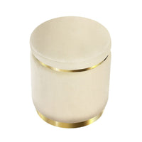 Ottoman Foot Stool Round Velvet Cream Furniture Kings Warehouse
