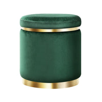 Ottoman Foot Stool Round Velvet Green Furniture Kings Warehouse
