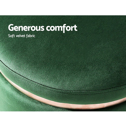 Ottoman Foot Stool Round Velvet Green Furniture Kings Warehouse