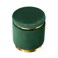 Ottoman Foot Stool Round Velvet Green Furniture Kings Warehouse