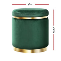 Ottoman Foot Stool Round Velvet Green Furniture Kings Warehouse