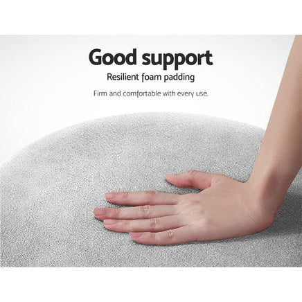 Ottoman Foot Stool Round Velvet Grey Furniture Kings Warehouse