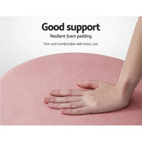 Ottoman Foot Stool Round Velvet Pink Furniture Kings Warehouse
