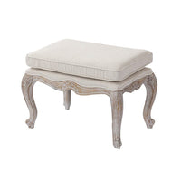 Ottoman Linen Fabric Beige Oak Wood White Washed Finish Furniture Kings Warehouse