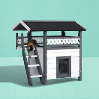 Outdoor Cat House Shelter 77cm x 50cm x 73cm Rabbit Hutch Wooden Condo Small Outdoor Cat House Pet Care Kings Warehouse