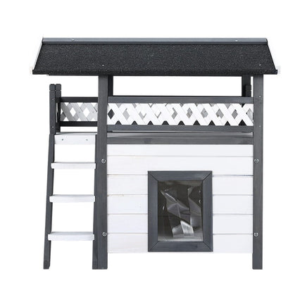 Outdoor Cat House Shelter 77cm x 50cm x 73cm Rabbit Hutch Wooden Condo Small Outdoor Cat House Pet Care Kings Warehouse