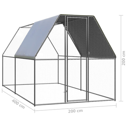 Outdoor Chicken Cage 2x2x2 m Galvanised Steel Kings Warehouse