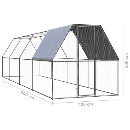 Outdoor Chicken Cage 2x2x2 m Galvanised Steel Kings Warehouse
