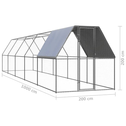Outdoor Chicken Cage 2x2x2 m Galvanised Steel Kings Warehouse