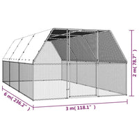 Outdoor Chicken Cage 3x6x2 m Galvanised Steel Kings Warehouse