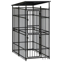 Outdoor Dog Kennel with Roof Steel 1.84 m² Kings Warehouse