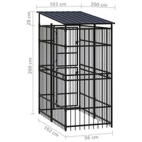 Outdoor Dog Kennel with Roof Steel 1.84 m² Kings Warehouse