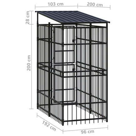 Outdoor Dog Kennel with Roof Steel 1.84 m² Kings Warehouse