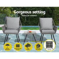 Outdoor Furniture 3-Piece Lounge Setting Chairs Table Bistro Set Patio Kings Warehouse