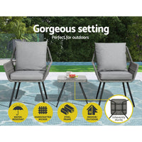 Outdoor Furniture 3-Piece Lounge Setting Chairs Table Bistro Set Patio Kings Warehouse 