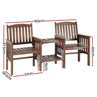 Outdoor Garden Bench Loveseat Wooden Table Chairs Patio Furniture Brown Furniture Kings Warehouse