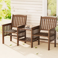 Outdoor Garden Bench Loveseat Wooden Table Chairs Patio Furniture Brown Furniture Kings Warehouse