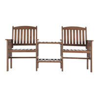 Outdoor Garden Bench Loveseat Wooden Table Chairs Patio Furniture Brown Furniture Kings Warehouse