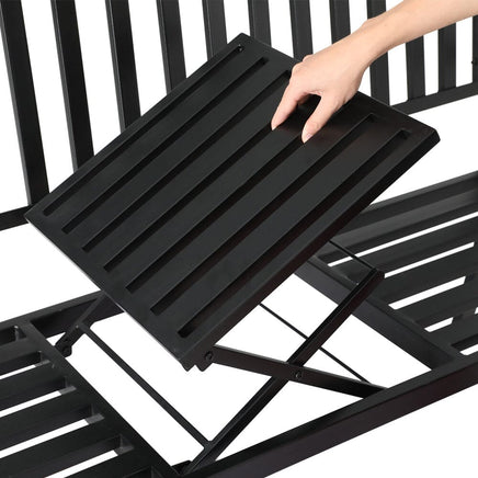 Outdoor Garden Bench Seat Loveseat Steel Foldable Table Patio Furniture Black Kings Warehouse