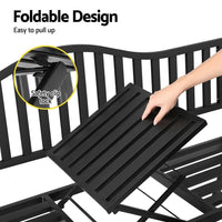 Outdoor Garden Bench Seat Loveseat Steel Foldable Table Patio Furniture Black Kings Warehouse