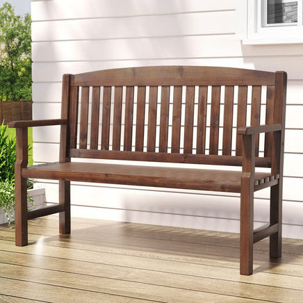 Outdoor Garden Bench Wooden 2 Seater Lounge Chair Patio Furniture Brown Furniture Kings Warehouse