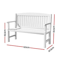 Outdoor Garden Bench Wooden 2 Seater Lounge Chair Patio Furniture White Furniture Kings Warehouse
