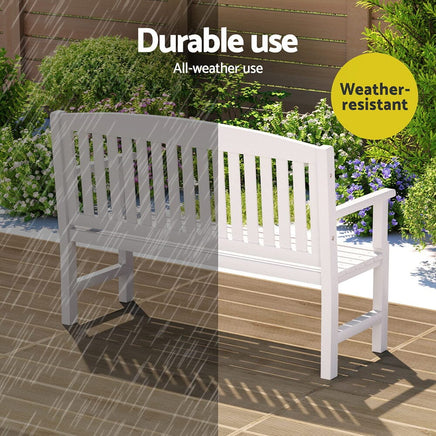 Outdoor Garden Bench Wooden 2 Seater Lounge Chair Patio Furniture White Furniture Kings Warehouse