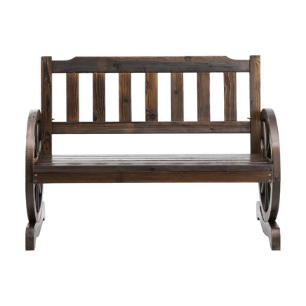 Outdoor Garden Bench Wooden 2 Seater Wagon Chair Patio Furniture Brown Furniture Kings Warehouse