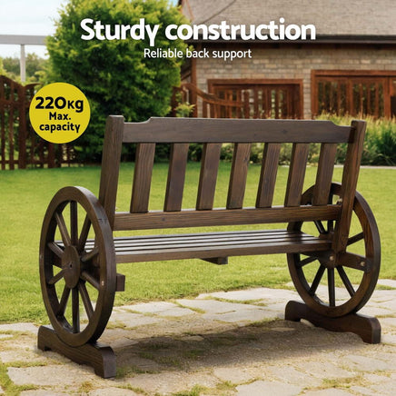 Outdoor Garden Bench Wooden 2 Seater Wagon Chair Patio Furniture Brown Furniture Kings Warehouse