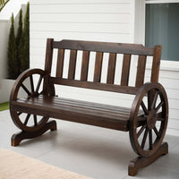 Outdoor Garden Bench Wooden 2 Seater Wagon Chair Patio Furniture Brown Furniture Kings Warehouse