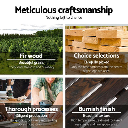 Outdoor Garden Bench Wooden 2 Seater Wagon Chair Patio Furniture Brown Furniture Kings Warehouse