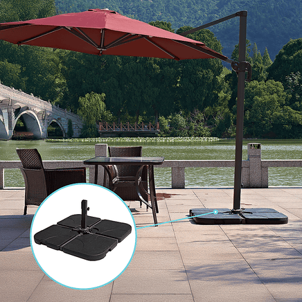 Outdoor Patio 4-Piece Cantilever Offset 3M Umbrella Base Stand Weight Water Sand Home & Garden Kings Warehouse
